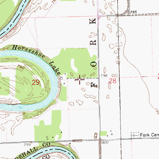 Topographic Map of Fork Post Office (historical), MN