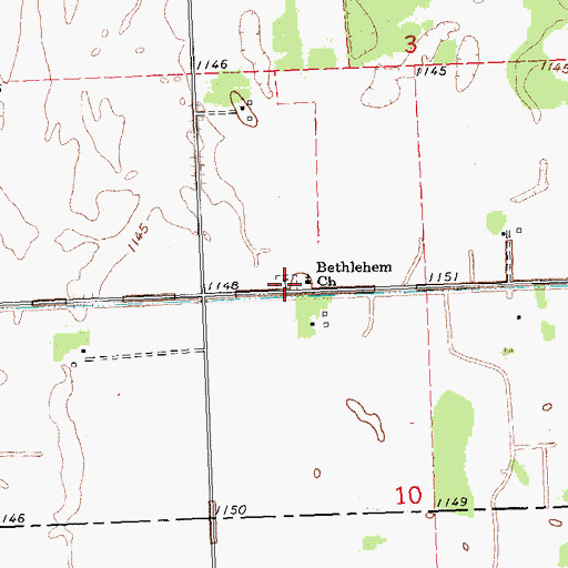 Topographic Map of Bethlehem Cemetery, MN