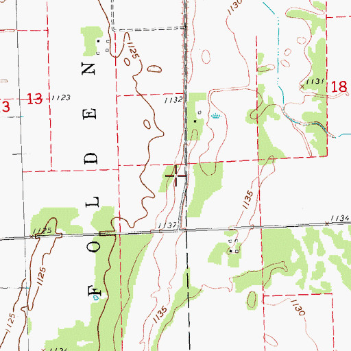 Topographic Map of Folden Cemetery, MN