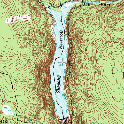 Topographic Map of Shepaug Reservoir, CT