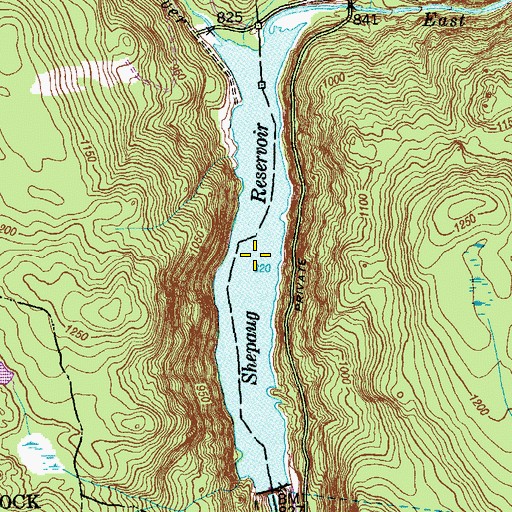 Topographic Map of Shepaug Reservoir, CT