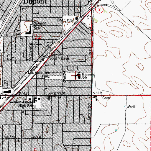 Topographic Map of Hanson Pre K - 8 School, CO