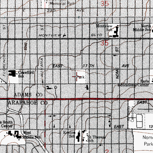 Topographic Map of Spencer Garrett Park, CO