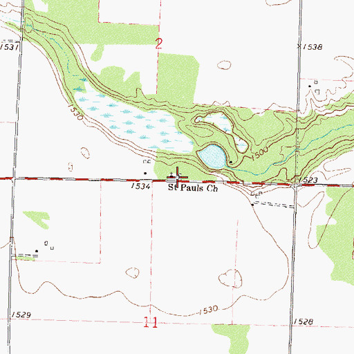 Topographic Map of Saint Paul's Lutheran Cemetery, MN