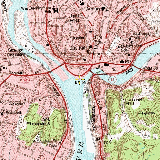 Topographic Map of Shetucket River, CT
