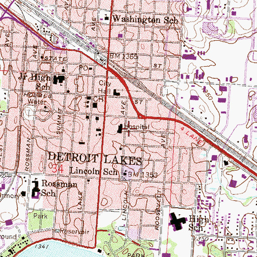 Topographic Map of Dakota Clinic-Detroit Lakes, MN