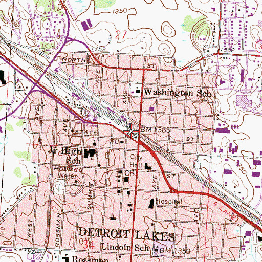 Topographic Map of Detroit Lakes Station, MN