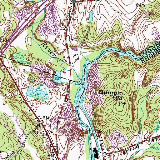 Topographic Map of Shunock River, CT