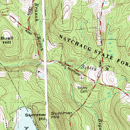 Topographic Map of Sibley Brook, CT