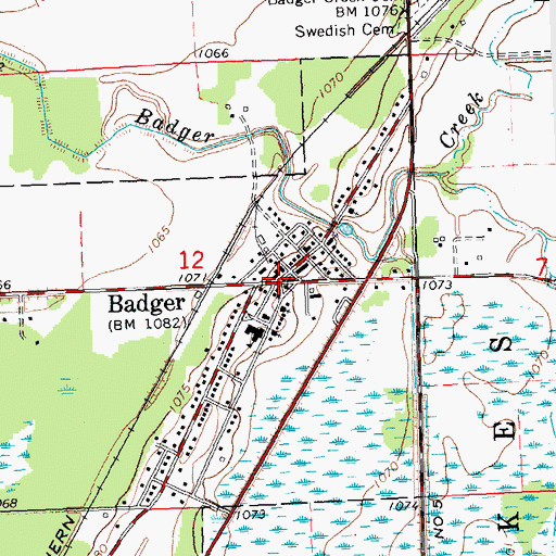 Topographic Map of Badger Station, MN