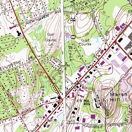 Topographic Map of Silver Brook, CT