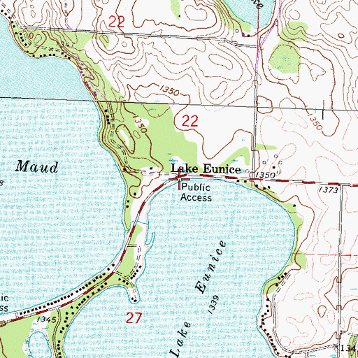 Topographic Map of Lake Eunice Post Office (historical), MN