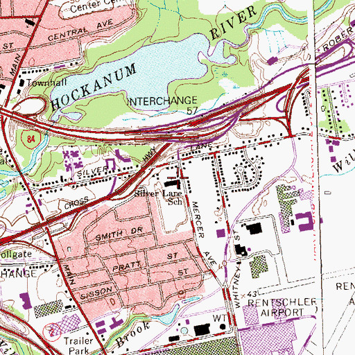 Topographic Map of Silver Lane School, CT