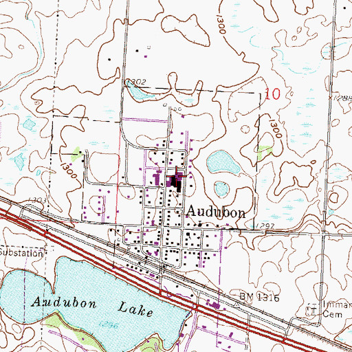 Topographic Map of Lake Park Audubon Elementary School, MN