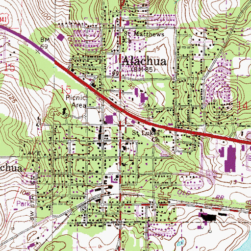Topographic Map of Alachua County Library - Alachua Branch, FL