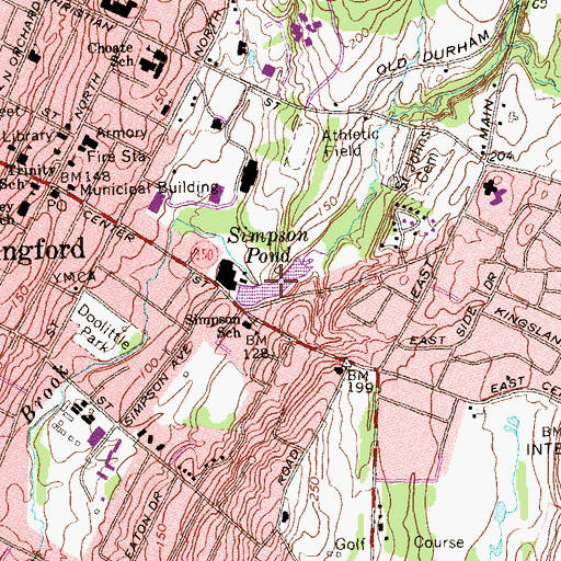 Topographic Map of Simpson Pond, CT