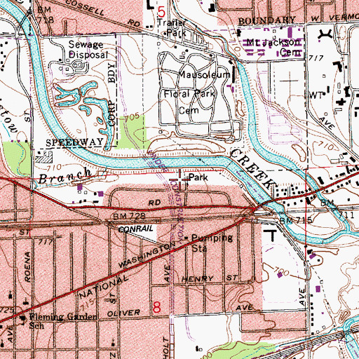 Topographic Map of Ridenour Park, IN