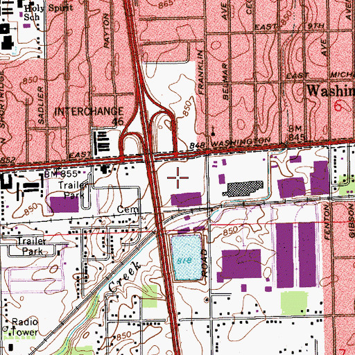 Topographic Map of East Washington Plaza Shopping Center, IN