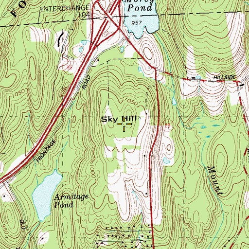Topographic Map of Sky Hill, CT