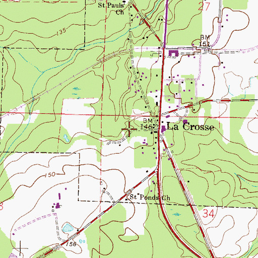 Topographic Map of La Crosse Baptist Church, FL