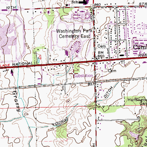 Topographic Map of Washington Centre East Shopping Center, IN