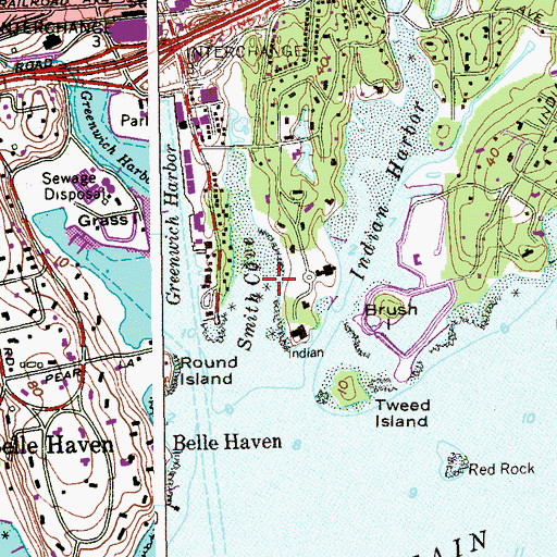 Topographic Map of Smith Cove, CT