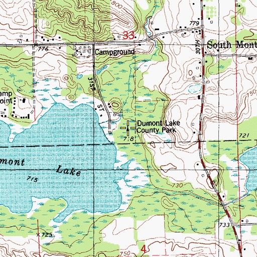 Topographic Map of Dumont Lake County Park, MI