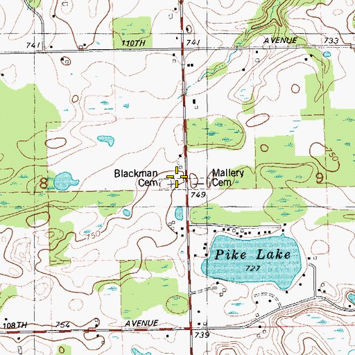 Topographic Map of Blackman Cemetery, MI