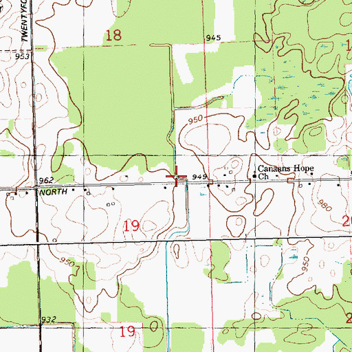 Topographic Map of Canaans Hope Church, MI