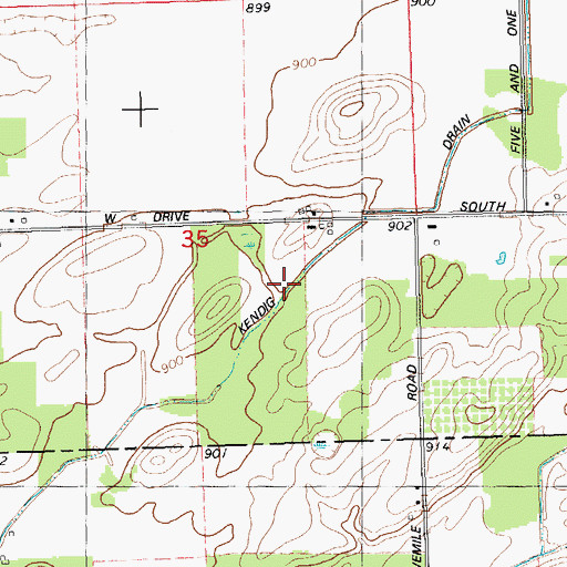 Topographic Map of Kendig Drain, MI