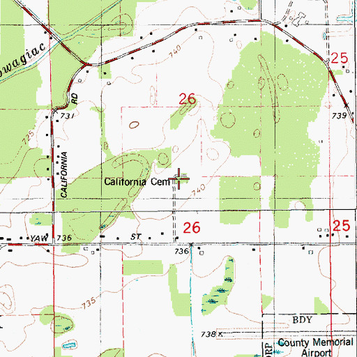 Topographic Map of California Cemetery, MI
