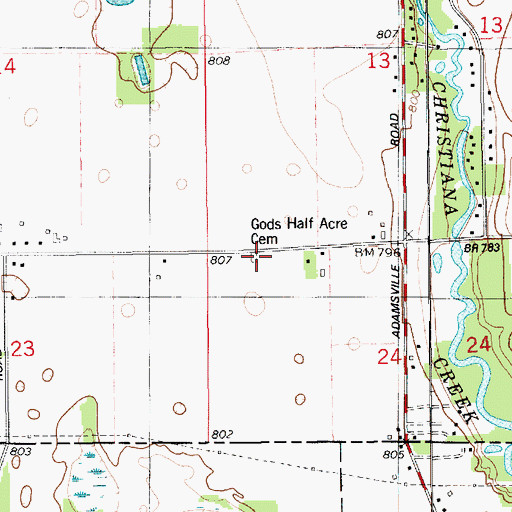Topographic Map of Gods Half Acre Cemetery, MI