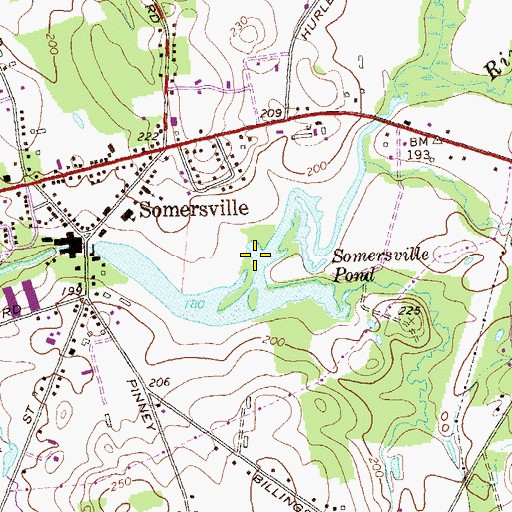 Topographic Map of Somersville Pond, CT