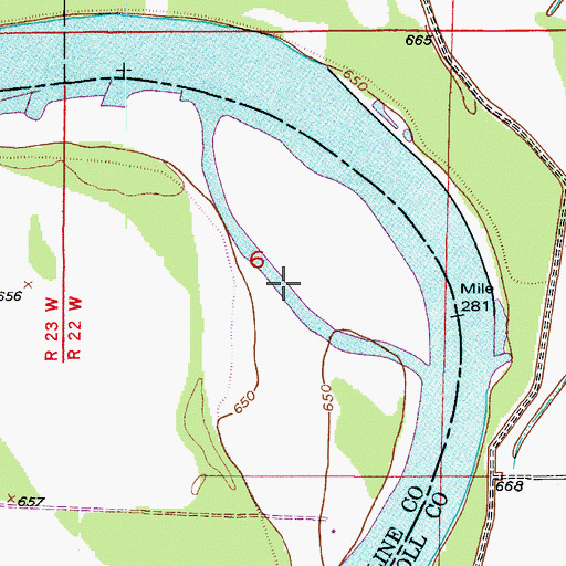 Topographic Map of Hills Island Chute, MO