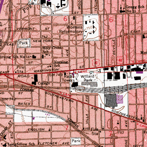 Topographic Map of Indianapolis Fire Department Station 11, IN