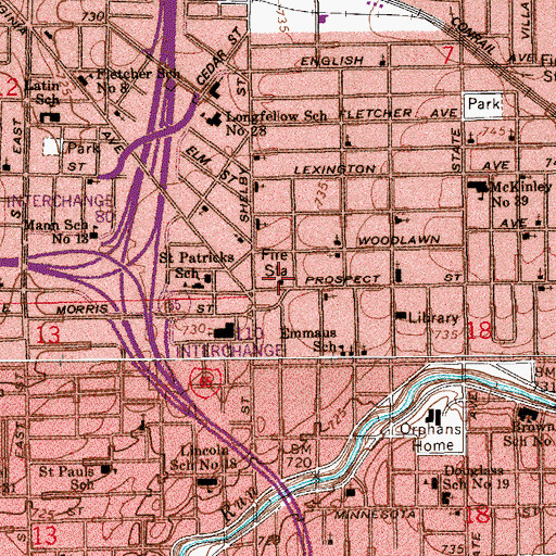 Topographic Map of Indianapolis Fire Department Station 3, IN