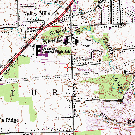 Topographic Map of Decatur Township Volunteer Fire Department Station 71, IN