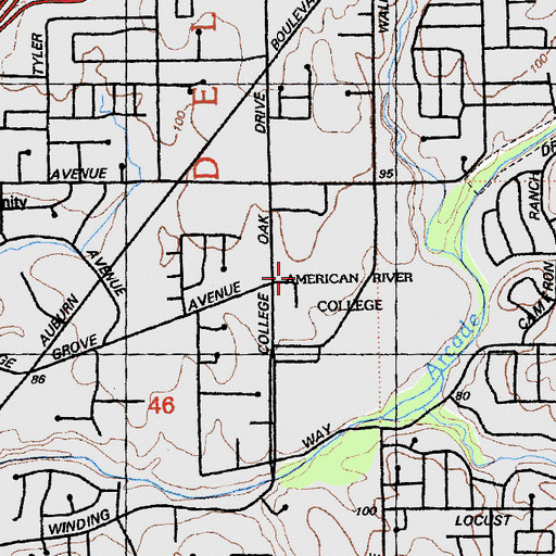 Topographic Map of Raef Hall, CA