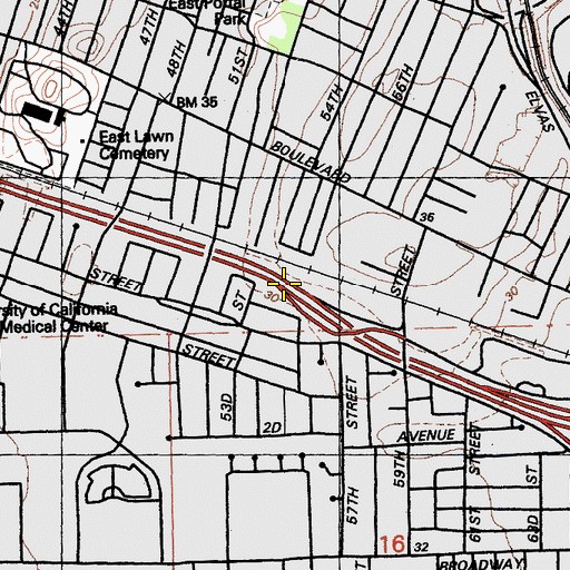 Topographic Map of Exit 8A, CA