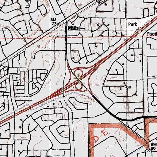 Topographic Map of Exit 15, CA