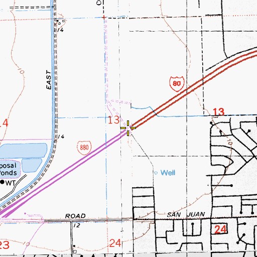 Topographic Map of Exit 88, CA