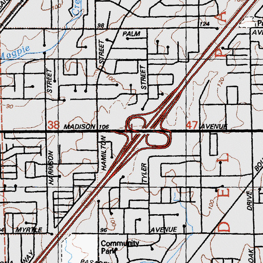 Topographic Map of Exit 96, CA