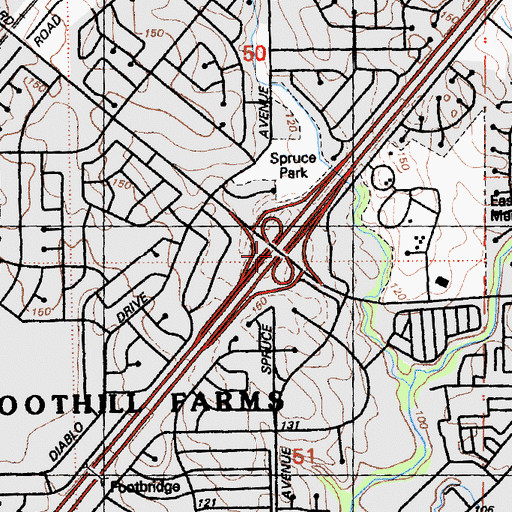 Topographic Map of Exit 98, CA
