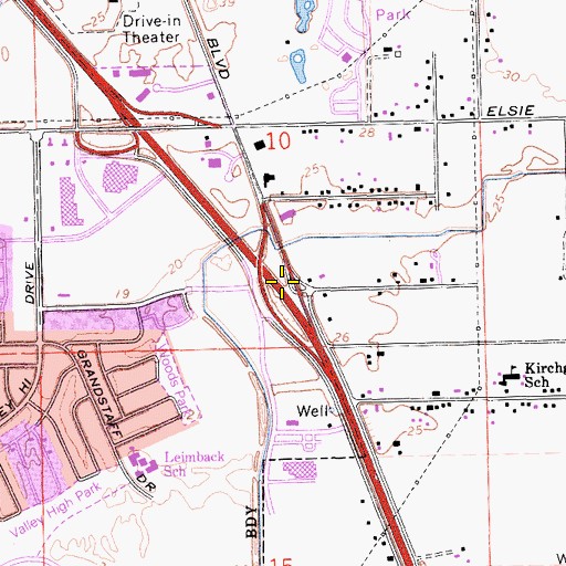 Topographic Map of Exit 291, CA