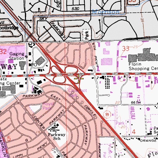 Topographic Map of Exit 293A, CA