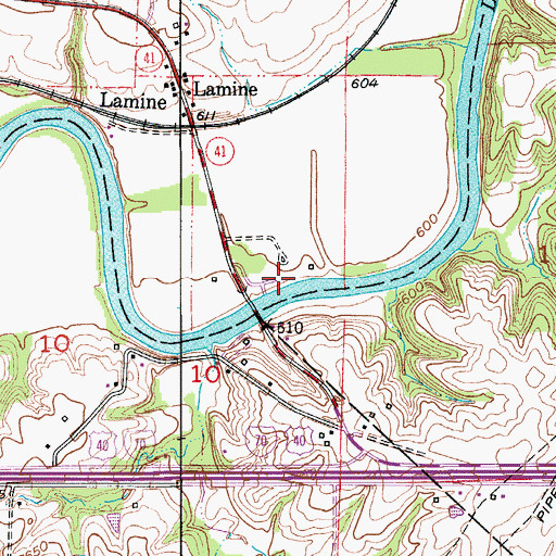 Topographic Map of De Bourgmont Access, MO