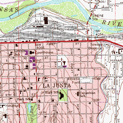 Topographic Map of Atchinson, Topeka and Santa Fe Railroad Hospital (historical), CO