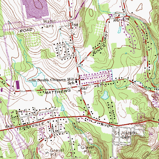 Topographic Map of South Chippen Hill School, CT