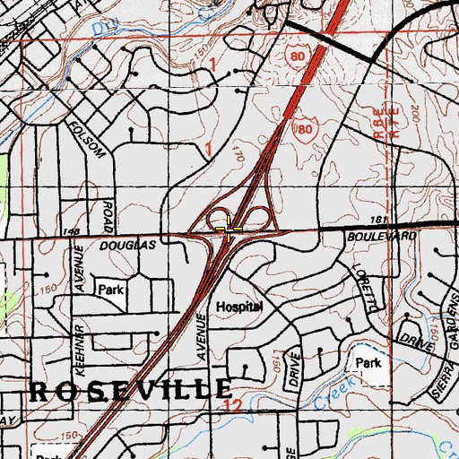 Topographic Map of Exit 103, CA