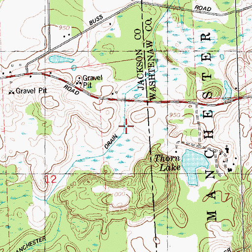 Topographic Map of Norvell Manchester Drain, MI